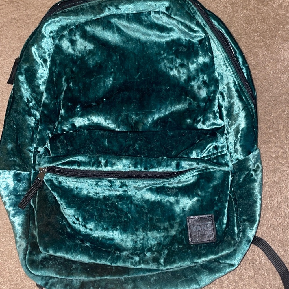 Used (LIKE NEW!) Vans BookBag. Green Velvet with Black Interior